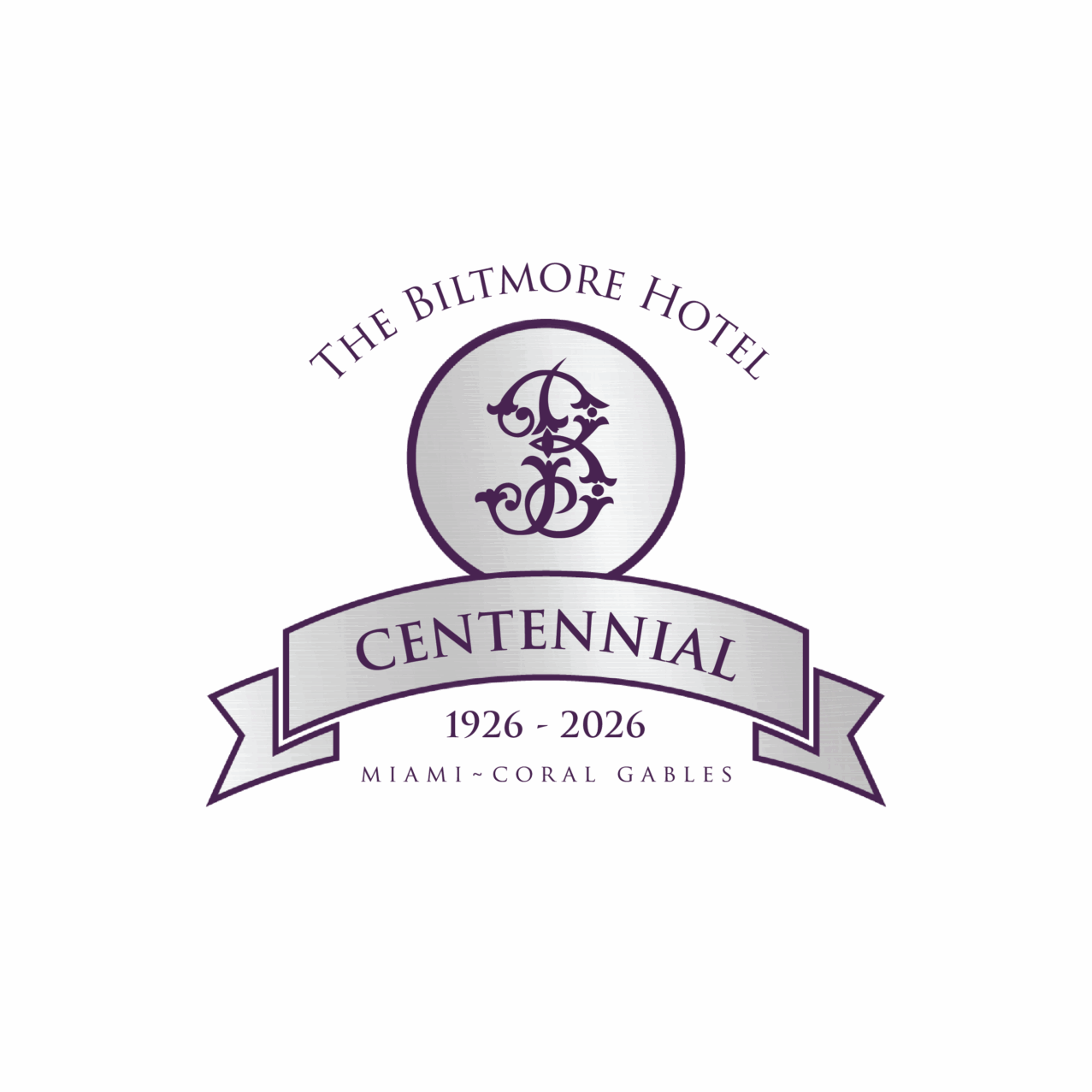 100th Logo 2026 Formal Purplesilver - The Biltmore Hotel - The Biltmore Hotel 100th Logo 2026 Formal Purplesilver