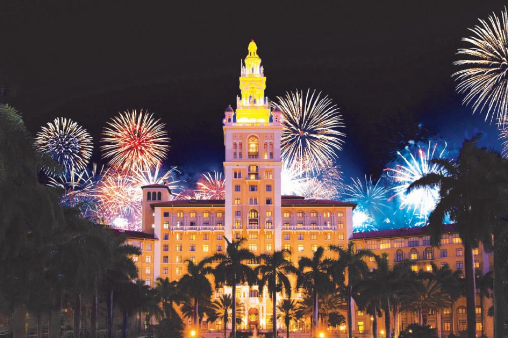 Biltmore Hotel With Fireworks On 4th Of July