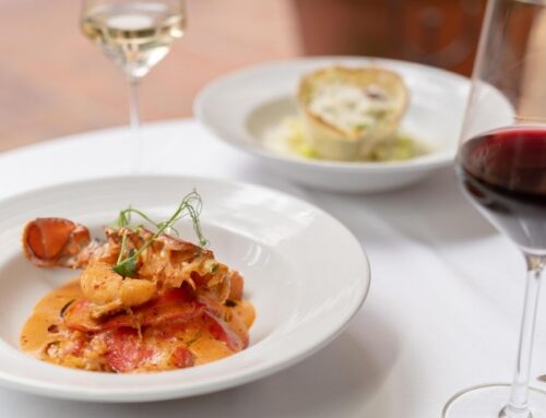 Fairways Lunch & Dinner – Vodka Spicy Lobster Rigatoni and Ceasar Salad